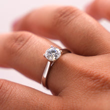 Silver Solitaire Ring with Lab Diamond
