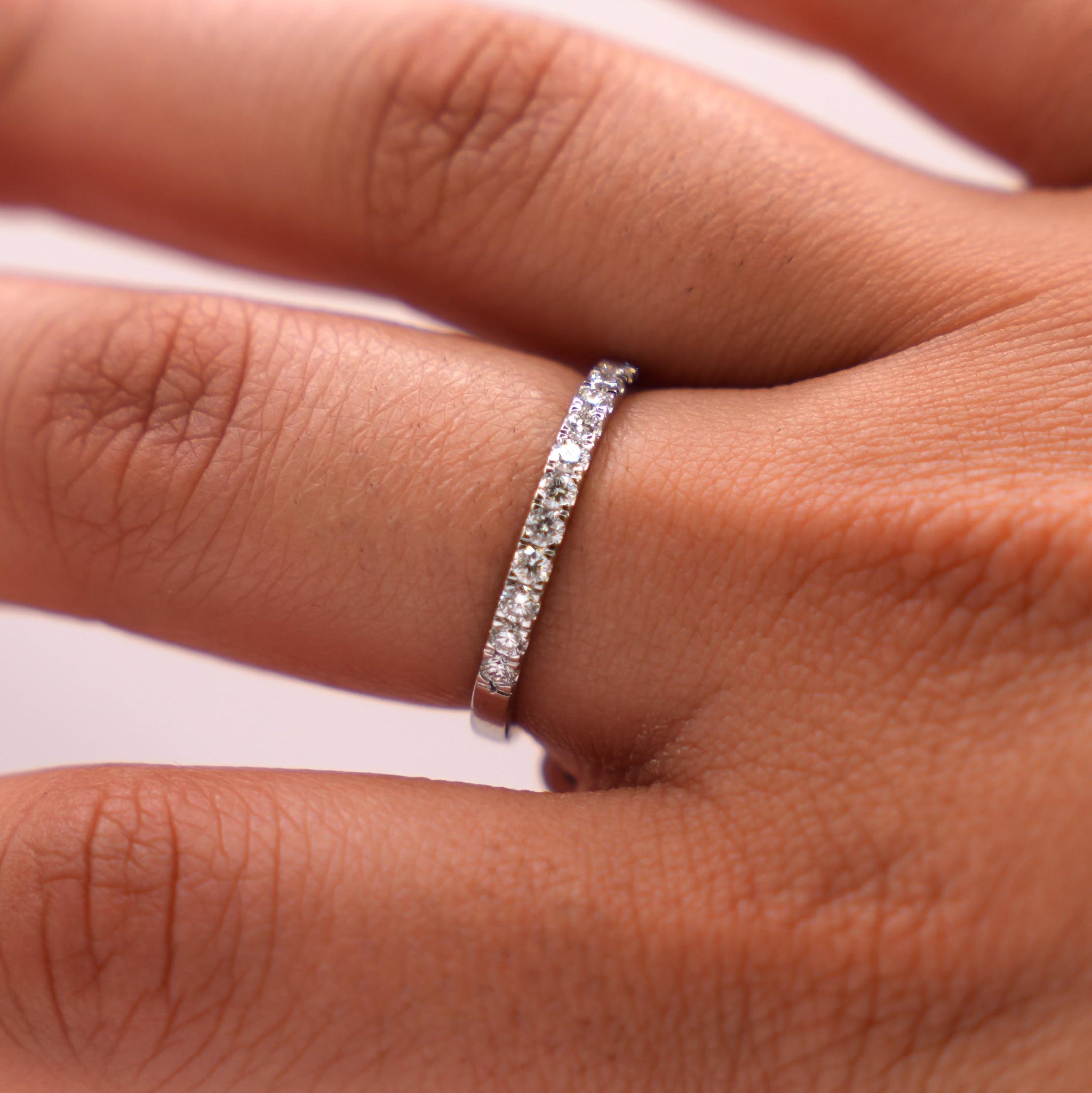 Silver Band with Lab Diamonds