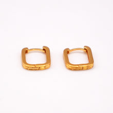 22K Gold Designer Square Shaped Hoops