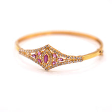 22K Gold Open Lock Studded Single Bangle