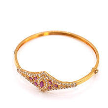 22K Gold Open Lock Studded Single Bangle