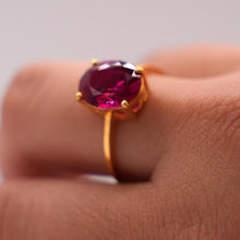 22K Gold Solitare Style Ruby Ring