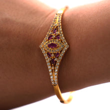 22K Gold Open Lock Studded Single Bangle