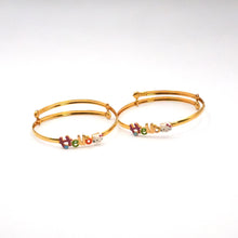 18K Gold Baby Designer Bangle Pair