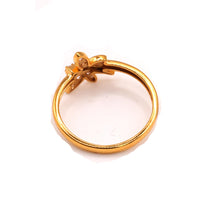 22K Gold Zircon Ring with Butterfly Pattern