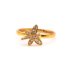 22K Gold Zircon Ring with Butterfly Pattern