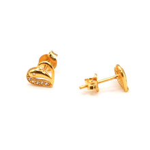 22K Gold Heart Studs