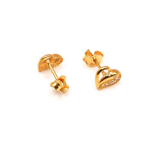 22K Gold Heart Studs