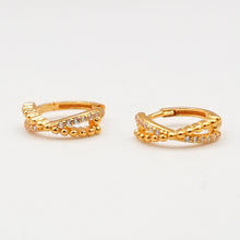 22K Gold X Style Hoop Earrings With Zirconia
