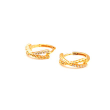 22K Gold X Style Hoop Earrings With Zirconia