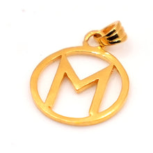 22k Gold M Letter Pendant