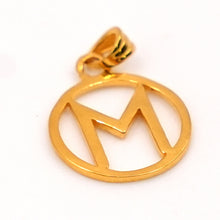 22k Gold M Letter Pendant