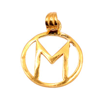 22k Gold M Letter Pendant