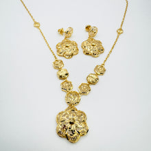 22K Gold Floral Style Set with drop Earrings