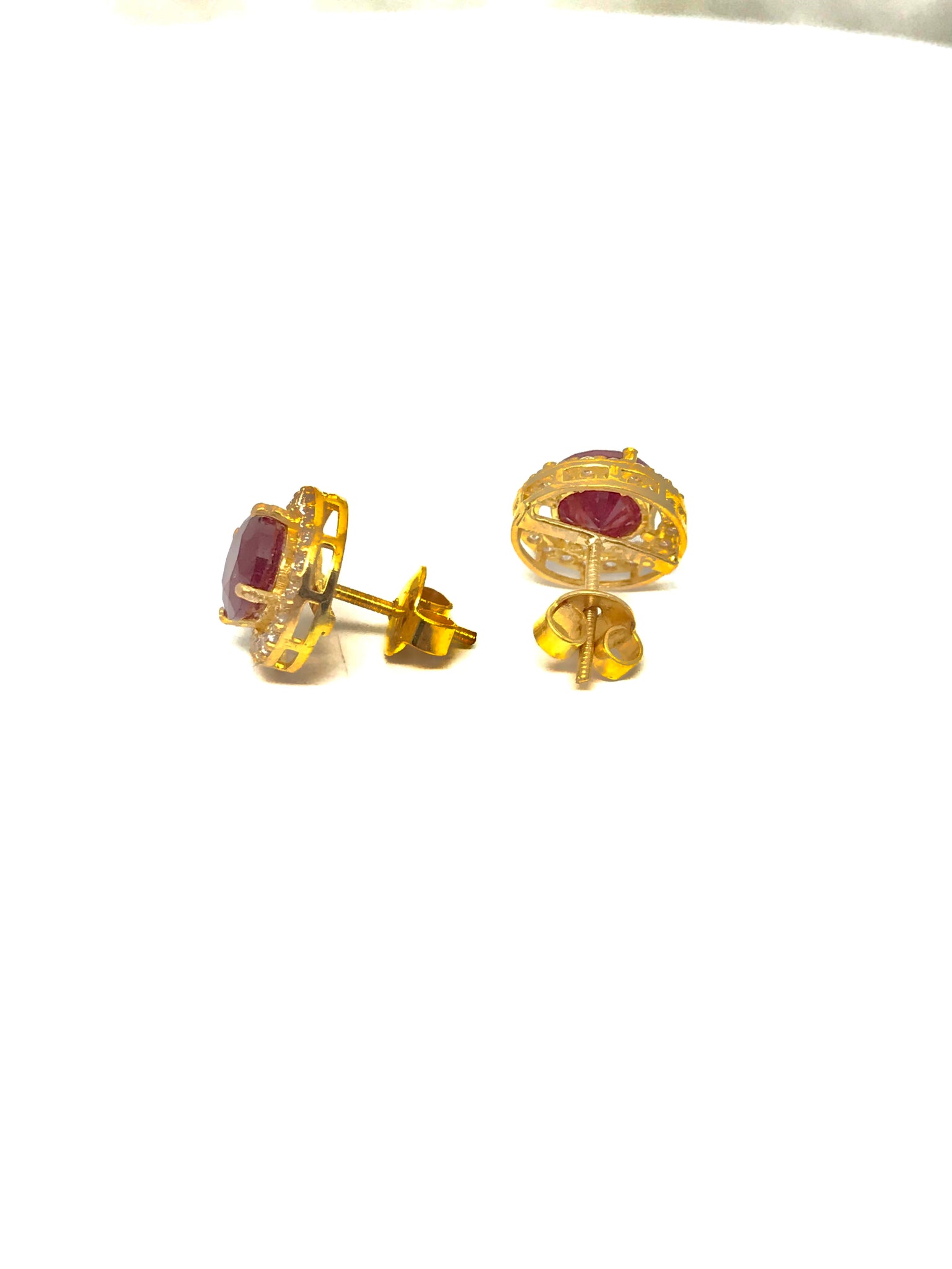 22k Gold Ruby Earrings Studs