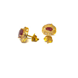 22k Gold Ruby Earrings Studs