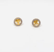 22K Gold Mercedes Style Studs with Zirconia