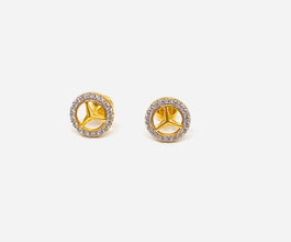 22K Gold Mercedes Style Studs with Zirconia