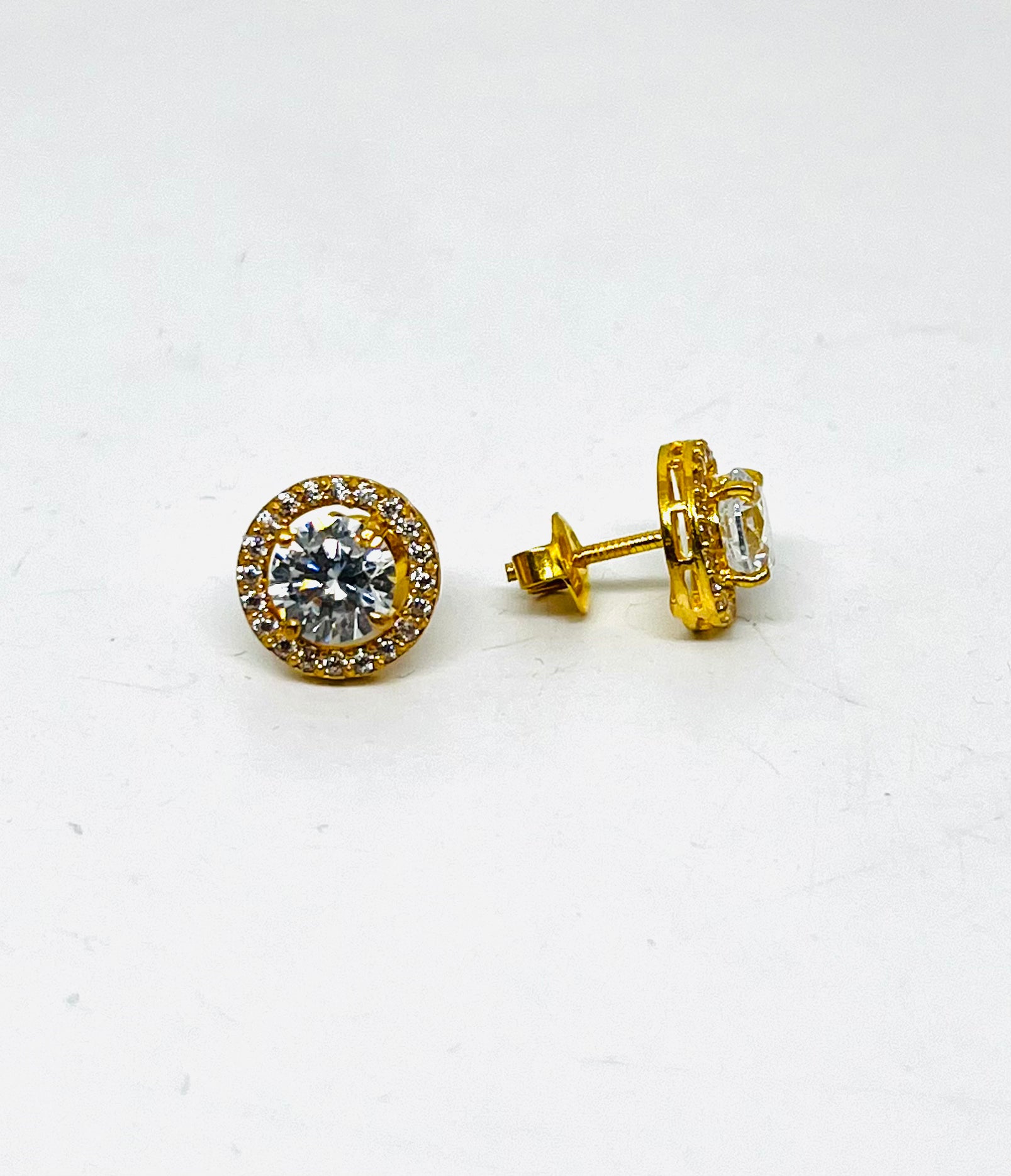 22K Gold Earrings/Studs with Zirconia
