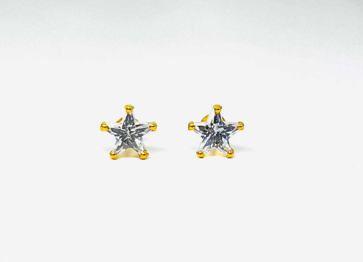 18k Gold Star Studs