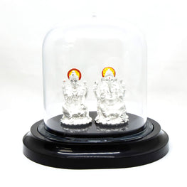 999 Silver Goddess Lakshmi & Lord Ganesha Murti in Case