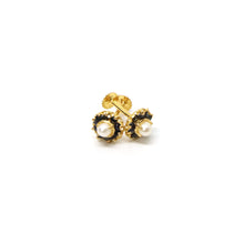 22k Gold Studs with Sapphire and Pearl
