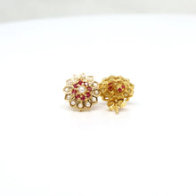 22k Gold Ruby and Pearl Studs