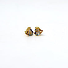 22K Gold Heart Multi-Color Studs