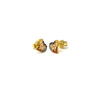 22K Gold Heart Multi-Color Studs