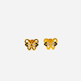 22k Gold Black n White Butterfly Studs