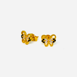 22k Gold Black n White Butterfly Studs