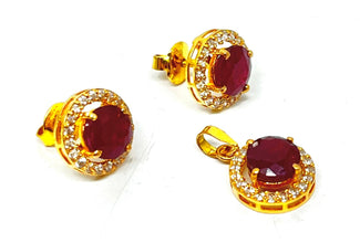 22k Gold Ruby Pendent Set