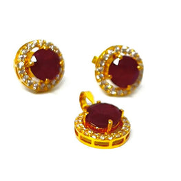 22k Gold Ruby Pendent Set