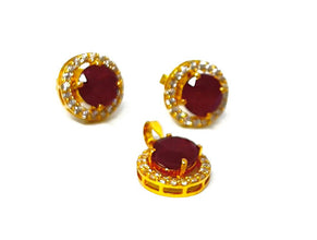 22k Gold Ruby Pendent Set