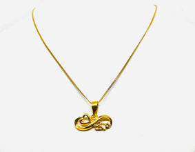 22k Gold Heart Infinity Necklace