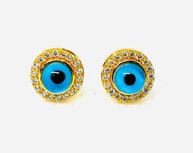 22k Gold Evil Eye Earrings Studs