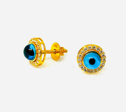 22k Gold Evil Eye Earrings Studs