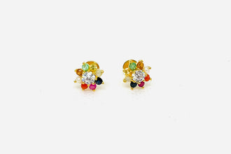 18K Gold Navratan Studs