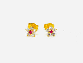 22K Gold Floral Style Studs with Zirconia