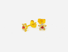 22K Gold Floral Style Studs with Zirconia