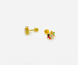 18K Gold Navratan Studs