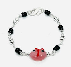 Black bead silver bracelets