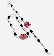 Black bead silver bracelets