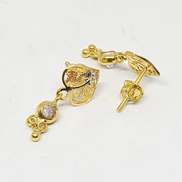 22K Gold Heart Shaped Drop Earrings/Studs