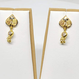 22K Gold Heart Shaped Drop Earrings/Studs