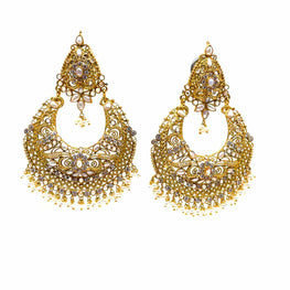 22K Pearl Jumka Gold Earrings