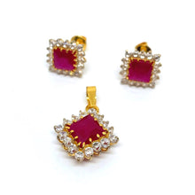 22k Gold Ruby Pendent Set