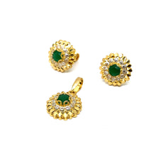 22k Gold Emerald Pendent Set