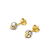 22k Gold Two Tone Sand Ball Style Studs