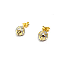 22k Gold Two-Tone Sand Ball Style Studs